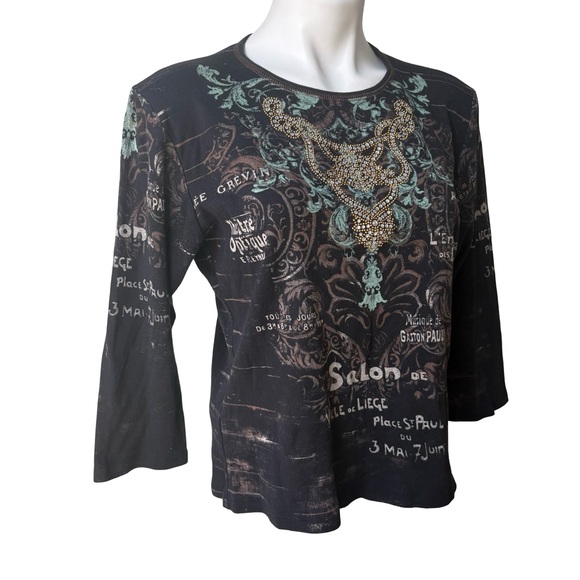 Vintage Cactus Graphic Rhinestone Embellished Top, Sz XL (runs small) - Picture 2 of 11